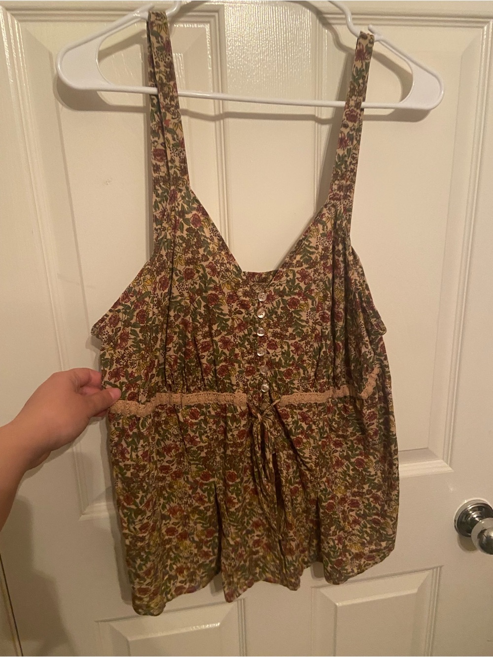 Cato Woman Floral Tank Top 100% Cotton 18W/20W Boho Crochet Cami Natural Colors